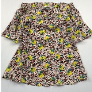 entro Floral‎ Print Off Shoulder Flared Sleeve Top Blouse Small